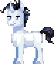 Size: 228x270 | Tagged: safe, artist:agdapl, pony, unicorn, male, medic, medic (tf2), pixel art, ponified, simple background, smiling, solo, stallion, team fortress 2, transparent background