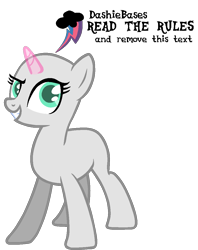 Size: 903x1139 | Tagged: safe, artist:kingbases, oc, oc only, pony, unicorn, g4, bald, base, eyelashes, female, grin, horn, mare, simple background, smiling, solo, transparent background, transparent horn, unicorn oc