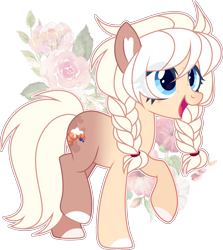 Size: 4008x4502 | Tagged: safe, artist:rerorir, oc, oc only, earth pony, pony, absurd resolution, female, flower, mare, simple background, solo, transparent background