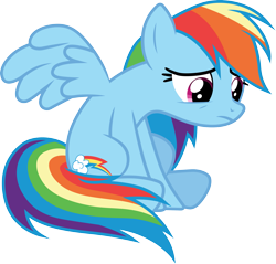 Size: 3135x3000 | Tagged: safe, artist:cloudy glow, rainbow dash, pegasus, pony, g4, the cutie map, .ai available, female, high res, mare, sad, simple background, solo, transparent background, vector