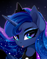 Size: 4000x5000 | Tagged: safe, artist:xsatanielx, princess luna, alicorn, pony, absurd resolution, bust, constellation, ear fluff, ethereal mane, female, mare, open mouth, portrait, solo, starry mane