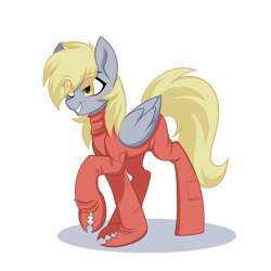 Size: 1800x1800 | Tagged: safe, artist:cottonaime, derpy hooves, pegasus, pony, g4, clothes, costume, crab costume, female, grin, simple background, smiling, solo, white background