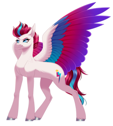 Size: 2884x3204 | Tagged: safe, artist:ohhoneybee, zipp storm, pegasus, pony, g5, colored wings, female, high res, mare, multicolored wings, simple background, solo, transparent background, wings
