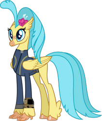 Size: 1729x2048 | Tagged: safe, artist:php170, artist:walrusinc, princess skystar, classical hippogriff, hippogriff, fallout equestria, g4, my little pony: the movie, clothes, fallout, female, jewelry, jumpsuit, necklace, pipboy, simple background, solo, transparent background, vault suit, vector