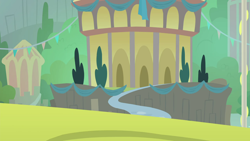 Size: 1280x720 | Tagged: safe, screencap, g4, surf and/or turf, background, mount aris, no pony, scenic ponyville