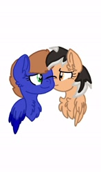 Size: 1280x2180 | Tagged: safe, artist:magickyotearts112295, oc, oc:airin sparkle, oc:hearty felt, original species, pegasus, pony, airifelt, base used, female, lesbian, looking at each other, nuzzling, oc x oc, shipping, simple background, white background, winged lion pegasus, wings