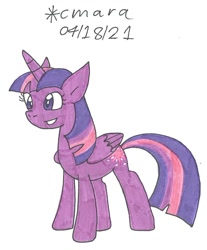 Size: 931x1125 | Tagged: safe, artist:cmara, twilight sparkle, alicorn, pony, g4, female, grin, mare, simple background, smiling, solo, traditional art, twilight sparkle (alicorn), white background