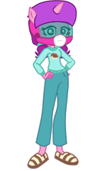 Size: 844x1366 | Tagged: safe, artist:gmaplay, lily longsocks, equestria girls, g4, clothes, female, helmet, simple background, solo, transparent background
