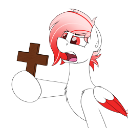 Size: 1300x1300 | Tagged: safe, artist:ponynamedmixtape, oc, oc only, oc:deepest apologies, pegasus, pony, begone thot, cross, frown, male, open mouth, pegasus oc, solo, stallion