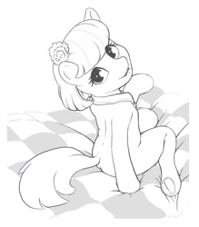 Size: 1181x1351 | Tagged: safe, artist:mrstrats, artist:stratodraw, coco pommel, earth pony, semi-anthro, g4, arm hooves, frog (hoof), monochrome, solo, underhoof