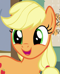Size: 871x1062 | Tagged: safe, screencap, applejack, earth pony, pony, g4, going to seed, season 9, cropped, cute, female, happy, jackabetes, mare, open mouth, open smile, smiling, solo