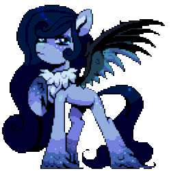 Size: 640x640 | Tagged: safe, artist:hikkage, oc, oc only, oc:tundra, pegasus, pony, amputee, animated, artificial wings, augmented, blacksmith, blue, bouncing, eye, eyes, eyes changing, fluffy, gif, idle, metal feathers, pegasus oc, prosthetic limb, prosthetic wing, prosthetics, simple background, solo, transparent background, unshorn fetlocks, wings