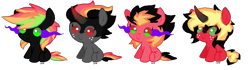 Size: 886x249 | Tagged: safe, artist:snakepill, oc, oc only, earth pony, pony, unicorn, baby, baby pony, base used, curved horn, eye mist, freckles, horn, magical gay spawn, offspring, parent:big macintosh, parent:king sombra, parents:sombratosh, simple background, transparent background
