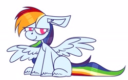 Size: 2765x1745 | Tagged: safe, artist:~w0xel~, rainbow dash, pegasus, pony, g4, lidded eyes, smiling, solo, spread wings, tired, wings