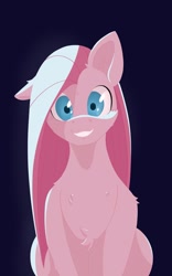 Size: 1600x2560 | Tagged: safe, artist:aquaticvibes, pinkie pie, earth pony, pony, g4, female, grin, looking at you, mare, one ear down, pinkamena diane pie, shrunken pupils, smiling, solo