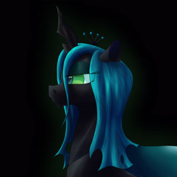 Size: 3000x3000 | Tagged: safe, artist:aquaticvibes, queen chrysalis, changeling, changeling queen, g4, bust, crown, dark, female, high res, jewelry, regalia, solo