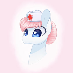 Size: 1500x1500 | Tagged: safe, artist:aquaticvibes, nurse redheart, earth pony, pony, g4, bust, female, hair bun, hat, mare, nurse hat, solo