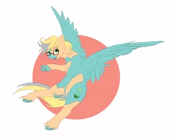 Size: 4096x3277 | Tagged: safe, artist:galinn-arts, oc, oc only, pegasus, pony, flying, glasses, looking at you, smiling, solo, spread wings, wings