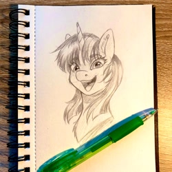Size: 2048x2048 | Tagged: safe, artist:galinn-arts, twilight sparkle, pony, unicorn, g4, high res, looking at you, pencil, photo, sketch, solo, traditional art