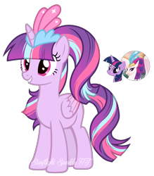 Size: 1984x2264 | Tagged: safe, artist:afterglory, queen novo, twilight sparkle, oc, alicorn, pony, g4, my little pony: the movie, female, magical lesbian spawn, mare, offspring, parent:queen novo, parent:twilight sparkle, simple background, transparent background, twilight sparkle (alicorn)