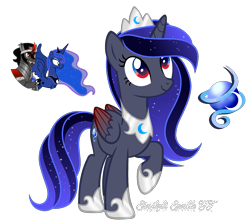 Size: 2422x2156 | Tagged: safe, artist:afterglory, king sombra, princess luna, oc, oc:moon petal, alicorn, pony, g4, female, high res, male, mare, offspring, parent:king sombra, parent:princess luna, parents:lumbra, ship:lumbra, shipping, simple background, straight, transparent background