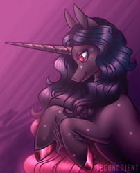 Size: 970x1202 | Tagged: safe, artist:technodjent, oc, oc only, oc:dusk glow, pony, unicorn, bust, female, mare, portrait, solo