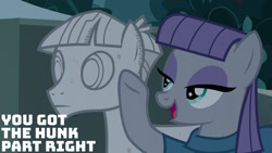 Size: 1280x720 | Tagged: safe, edit, edited screencap, editor:quoterific, screencap, maud pie, mudbriar, earth pony, pony, g4, season 9, student counsel, duo, female, male, mare, open mouth, petrification, smiling, stallion