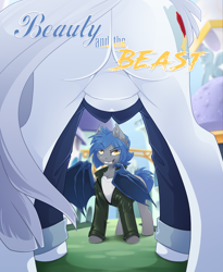 Size: 3056x3732 | Tagged: safe, artist:arctic-fox, oc, oc only, oc:platinum decree, oc:racket rhine, bat pony, pony, unicorn, bat pony oc, butt, canterlot, clothes, commission, duo, female, for your eyes only, framed by legs, high res, male, mare, movie poster, plot, stallion, wings
