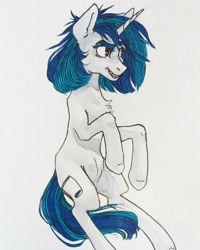 Size: 2592x3240 | Tagged: safe, artist:rover, dj pon-3, vinyl scratch, pony, unicorn, g4, #watercolor, high res, solo, traditional art