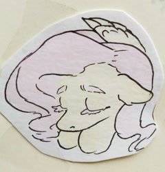 Size: 1080x1125 | Tagged: safe, artist:rover, fluttershy, pegasus, pony, g4, eyes closed, traditional art