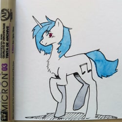 Size: 3000x3000 | Tagged: safe, artist:rover, dj pon-3, vinyl scratch, pony, unicorn, g4, chibi, cute, high res, small, solo, traditional art