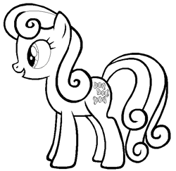 Size: 596x580 | Tagged: safe, artist:kyokinokeaseda, bon bon, sweetie drops, earth pony, pony, g4, black and white, coloring page, female, grayscale, lineart, mare, monochrome, simple background, smiling, solo, white background