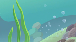 Size: 1280x720 | Tagged: safe, screencap, g4, surf and/or turf, algae, background, bubble, coral, crepuscular rays, no pony, ocean, rock, sand, scenic ponyville, seaquestria, seaweed, sunlight, underwater, water