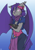 Size: 2480x3508 | Tagged: safe, artist:florecentmoo, oc, oc only, oc:dusk rhine, bat pony, bird, raven (bird), anthro, bat pony oc, clothes, explicit source, female, headband, high res, looking at you, scarf, solo