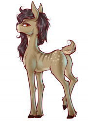 Size: 1280x1769 | Tagged: safe, artist:madhotaru, oc, oc only, deer, butt, concave belly, countershading, deer oc, looking at you, looking back, looking back at you, non-pony oc, pale belly, plot, raised leg, slender, solo, thin, thin legs
