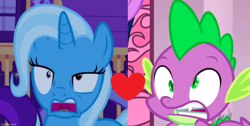 Size: 964x485 | Tagged: safe, edit, edited screencap, screencap, spike, trixie, g4, princess twilight sparkle (episode), to where and back again, female, heart, male, shipping, shipping domino, spixie, straight