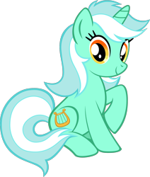 Size: 2000x2357 | Tagged: safe, artist:pink amena, lyra heartstrings, pony, unicorn, g4, female, high res, raised hoof, simple background, sitting, smiling, solo, stock vector, transparent background, vector