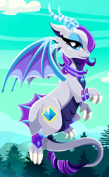 Size: 1040x1676 | Tagged: safe, artist:glittertiara, rarity, dragon, g4, dragoness, dragonified, female, lipstick, raridragon, solo, species swap, wings