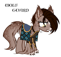 Size: 1820x1708 | Tagged: safe, artist:witchs_circle, oc, oc only, oc:highland howl, earth pony, hengstwolf, pony, werewolf, armor, ear fluff, female, gritted teeth, guard, mare, markings, simple background, solo, transparent background