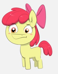 Size: 902x1148 | Tagged: safe, artist:heretichesh, apple bloom, earth pony, pony, g4, :t, blank flank, blush sticker, blushing, chibi, female, filly, simple background, solo