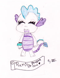 Size: 2153x2786 | Tagged: safe, artist:usachan787, rarity, dragon, g4, baby, baby dragon, dragoness, dragonified, female, high res, raridragon, solo, species swap, traditional art