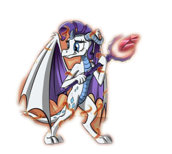 Size: 504x451 | Tagged: safe, artist:sirzi, rarity, dragon, g4, bloodstone scepter, dragoness, dragonified, female, raridragon, simple background, solo, species swap, transformation, transparent background, wings
