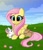 Size: 3503x4096 | Tagged: safe, artist:kittyrosie, fluttershy, pegasus, pony, rabbit, g4, animal, blushing, cute, daaaaaaaaaaaw, female, flower, folded wings, heart, heart eyes, lying down, mare, prone, shyabetes, solo, weapons-grade cute, wingding eyes, wings