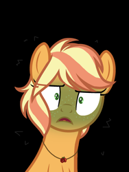 Size: 1500x2000 | Tagged: safe, artist:gallantserver, applejack, earth pony, pony, g4, alternate hairstyle, green face, nauseous, solo, story included