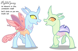 Size: 3392x2257 | Tagged: safe, artist:pigeonpony, oc, oc only, changedling, changeling, base, changedling oc, changeling oc, duo, high res, open mouth, simple background, transparent background