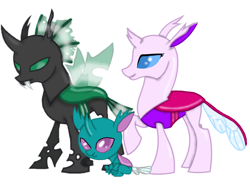 Size: 2048x1509 | Tagged: safe, alternate version, artist:agdapl, changedling, changeling, background removed, base used, changedlingified, changelingified, crossover, female, green changeling, horn, raised hoof, simple background, sitting, solo, species swap, spy, spy (tf2), team fortress 2, white background, wings