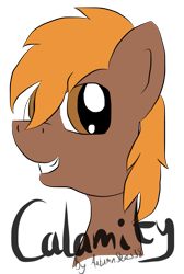 Size: 707x1049 | Tagged: safe, artist:pegasski, oc, oc only, oc:calamity, earth pony, pony, fallout equestria, bust, earth pony oc, grin, male, simple background, smiling, solo, stallion, transparent background