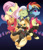 Size: 1646x1920 | Tagged: safe, artist:dstears, apple bloom, applejack, big macintosh, fluttershy, granny smith, rainbow dash, earth pony, pegasus, pony, g4, my little pony: the manga, digital art, female, filly, headband, male, manga, mare, ninja, smiling, stallion