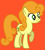 Size: 369x409 | Tagged: safe, artist:princessdaisyofficialchannel, carrot top, golden harvest, earth pony, pony, g4, background pony, cute, cutie top, female, mare, orange background, raised hoof, raised leg, simple background, smiling, solo