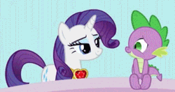 Size: 333x176 | Tagged: safe, edit, screencap, rarity, spike, dragon, pony, unicorn, g4, season 2, secret of my excess, animated, cheek kiss, cropped, cute, daaaaaaaaaaaw, duo, eyes closed, female, flipped, gif, hnnng, kissing, lidded eyes, male, mare, raribetes, shipping, shipping fuel, smiling, sparity, spikabetes, spikelove, straight, weapons-grade cute